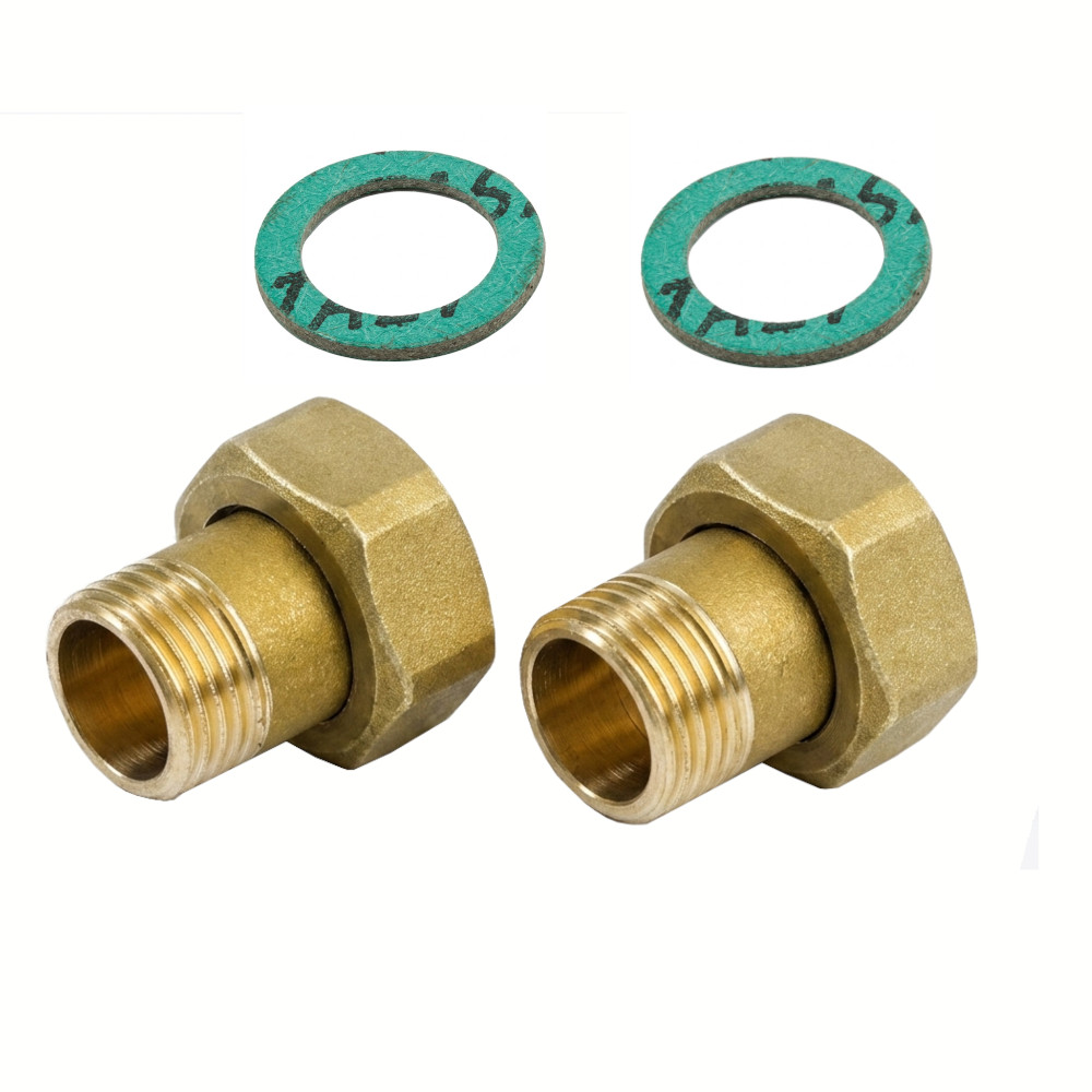 Coppia Bocchettoni Per Circolatore FF 1”-1/2” Ottone Giallo Coppia Bocchettoni Per Circolatore