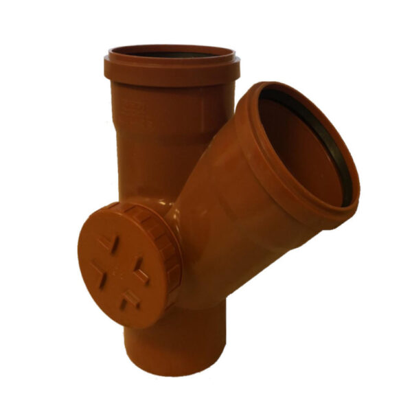 Braga FFM 45° Ø125 Attacco Destro Con Ispezione PVC