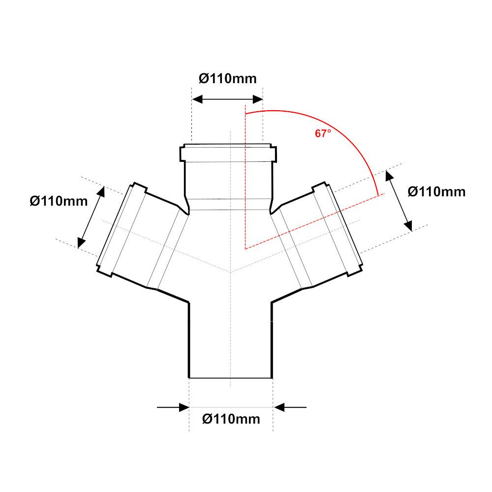 Millto™ Tubo Di Scarico Doppio Ramo 110 X 110 X 110 X 110 Cm 90º - Foto 6