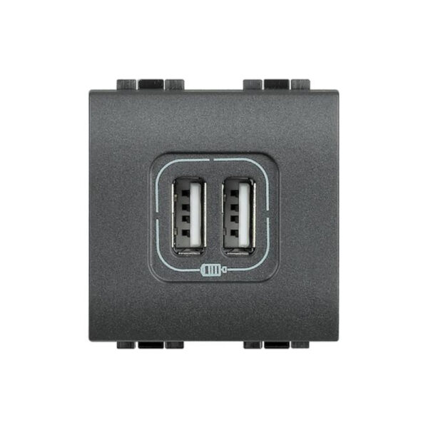 Bticino Livinglight doppia presa USB nero L4285C2