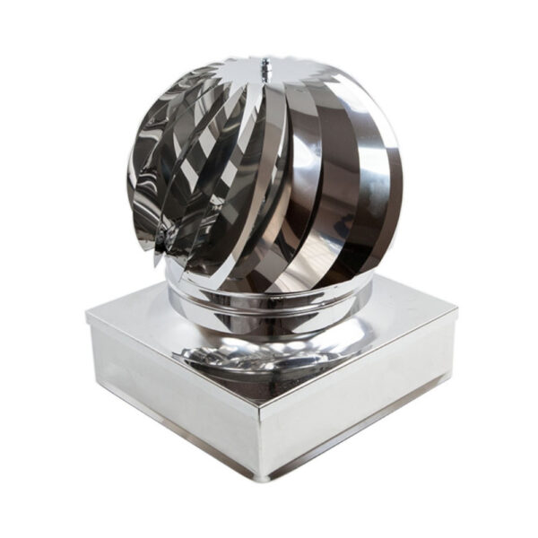Cappello eolico INOX Ø 270mm base quadra 470x470mm