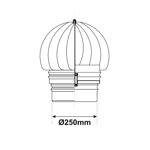 Cappello eolico mono parete INOX M Ø 250mm