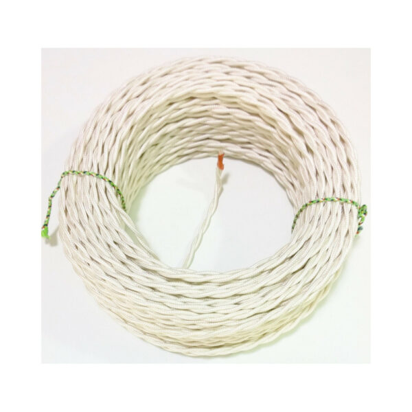 Cavo elettrico treccia vintage 2×0,75 in tessuto avorio