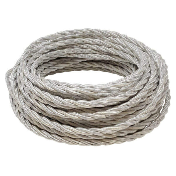 Cavo elettrico treccia vintage 2×1 in tessuto bianco