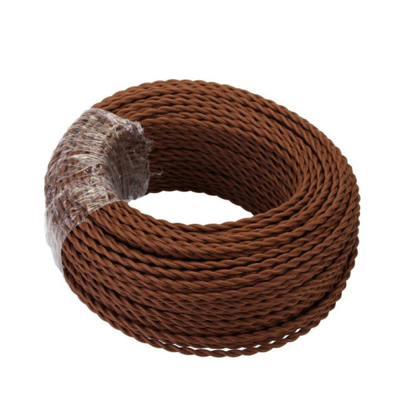 Cavo elettrico treccia vintage 2×1.5 in tessuto marrone