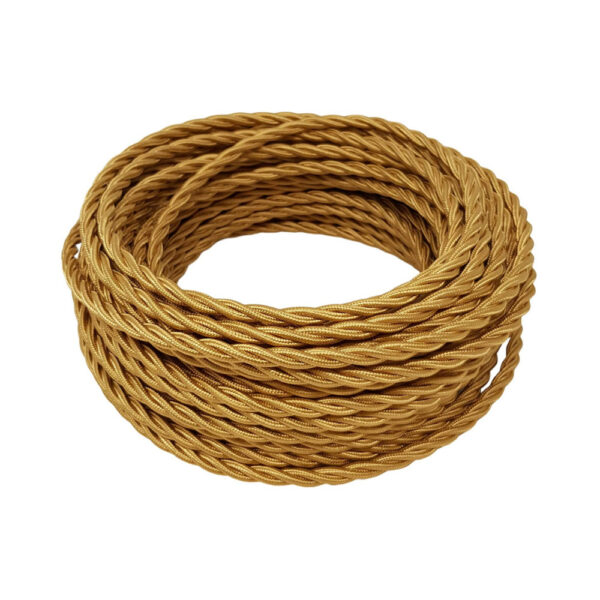 Cavo elettrico treccia vintage 3×0.75 in tessuto oro