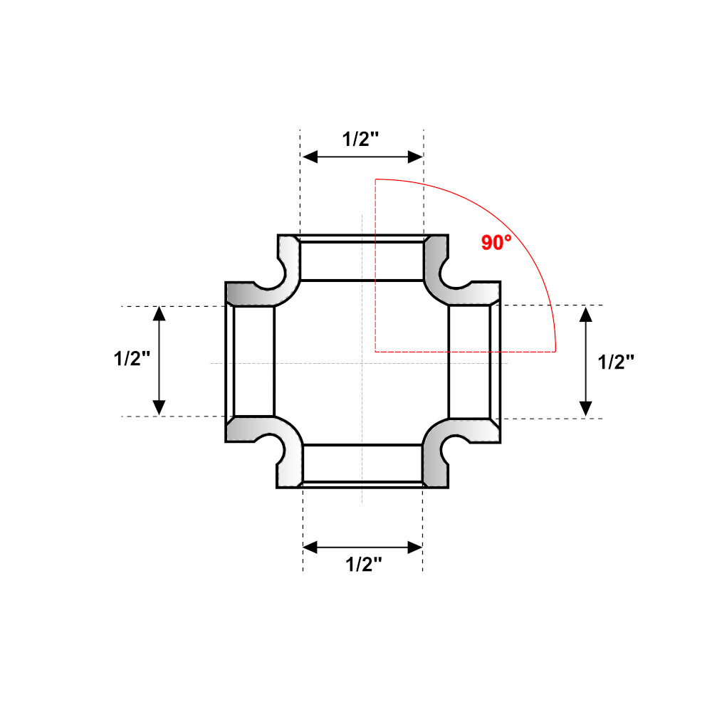 Raccordo 4 vie Ghisa Zincata 1/2″ Raccordo 4 vie Ghisa Zincata 1/2" - immagine 2