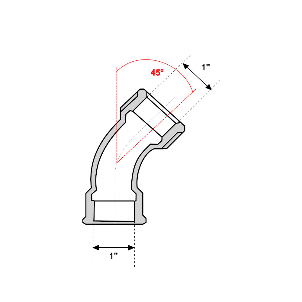Curva 45° FF 1″ in ghisa Curva 45° FF 1" in ghisa - immagine 2