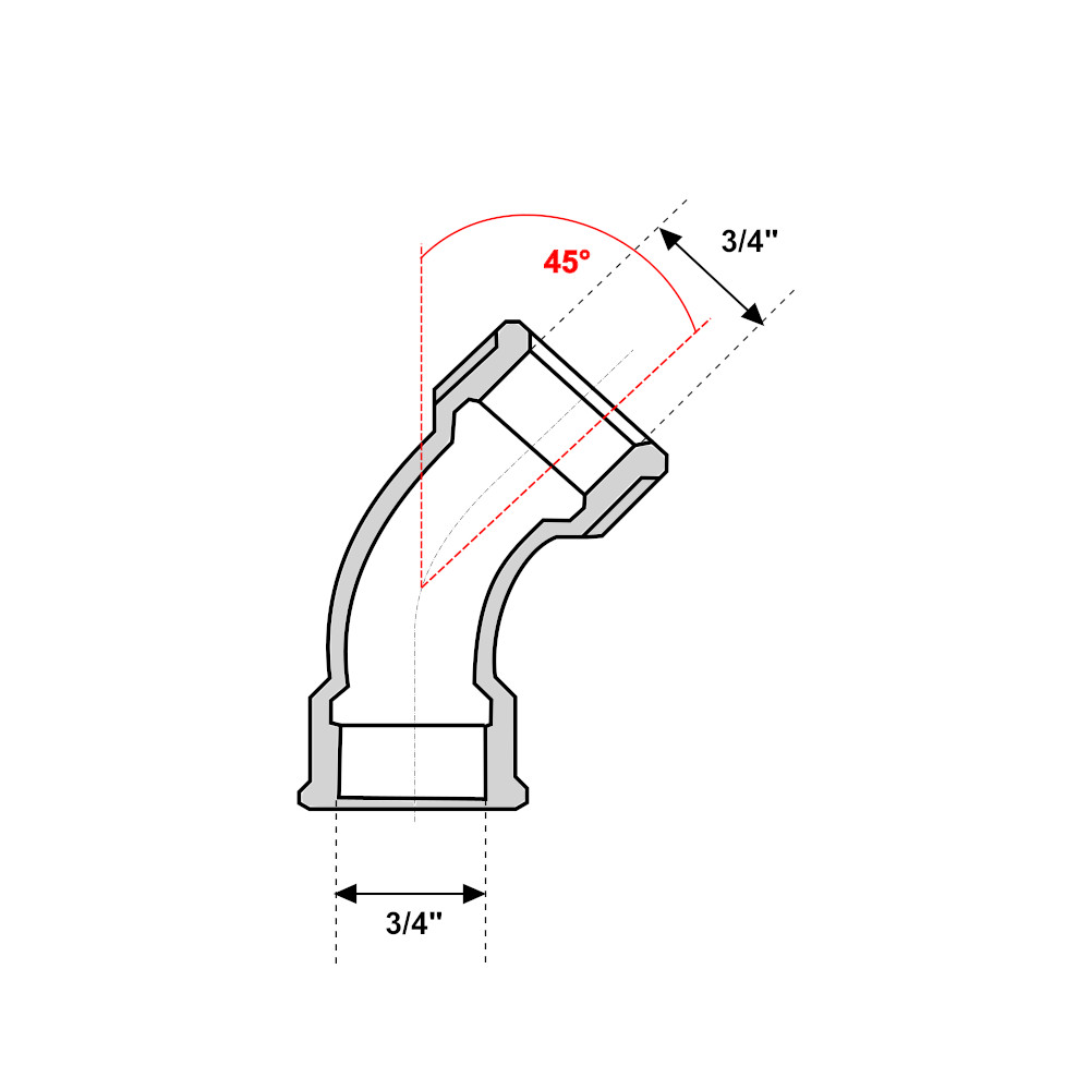 Curva 45° Ghisa Zincata FF 3/4″ in ghisa Curva 45° Ghisa Zincata FF 3/4" in ghisa - immagine 2