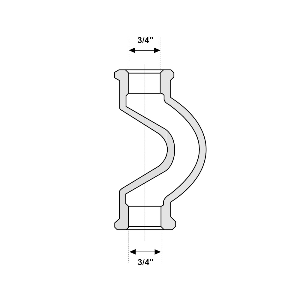 Curva di sorpasso Ghisa Zincata FF 3/4″ Curva di sorpasso Ghisa Zincata FF 3/4" - immagine 2