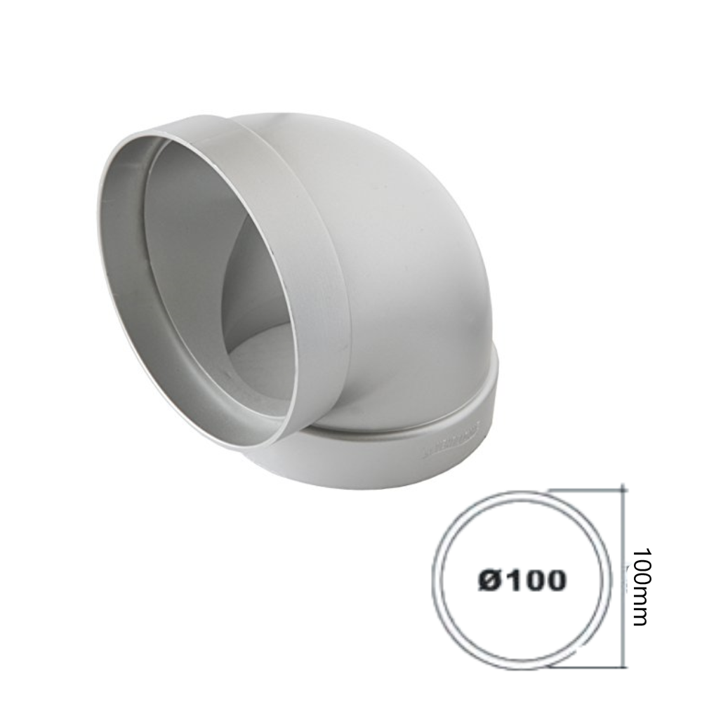 Curva per tubo areazione Ø100 a 90° Bianco Curva per tubo areazione Ø100 a 90° Bianco - immagine 2