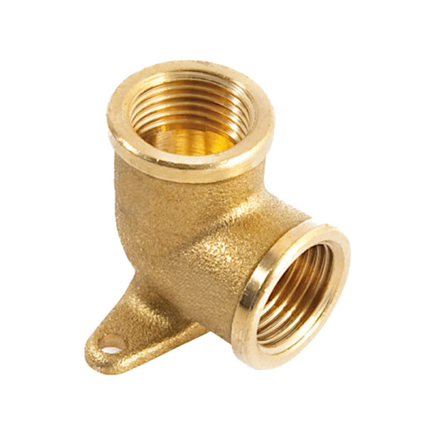 Gomito 1-2 FF c-Flangia Ottone Giallo