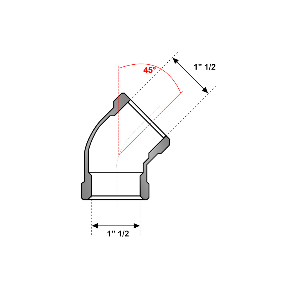 Gomito Ghisa Zincata 45° FF 1″ 1/2 Gomito Ghisa Zincata 45° FF 1" 1/2 - immagine 2
