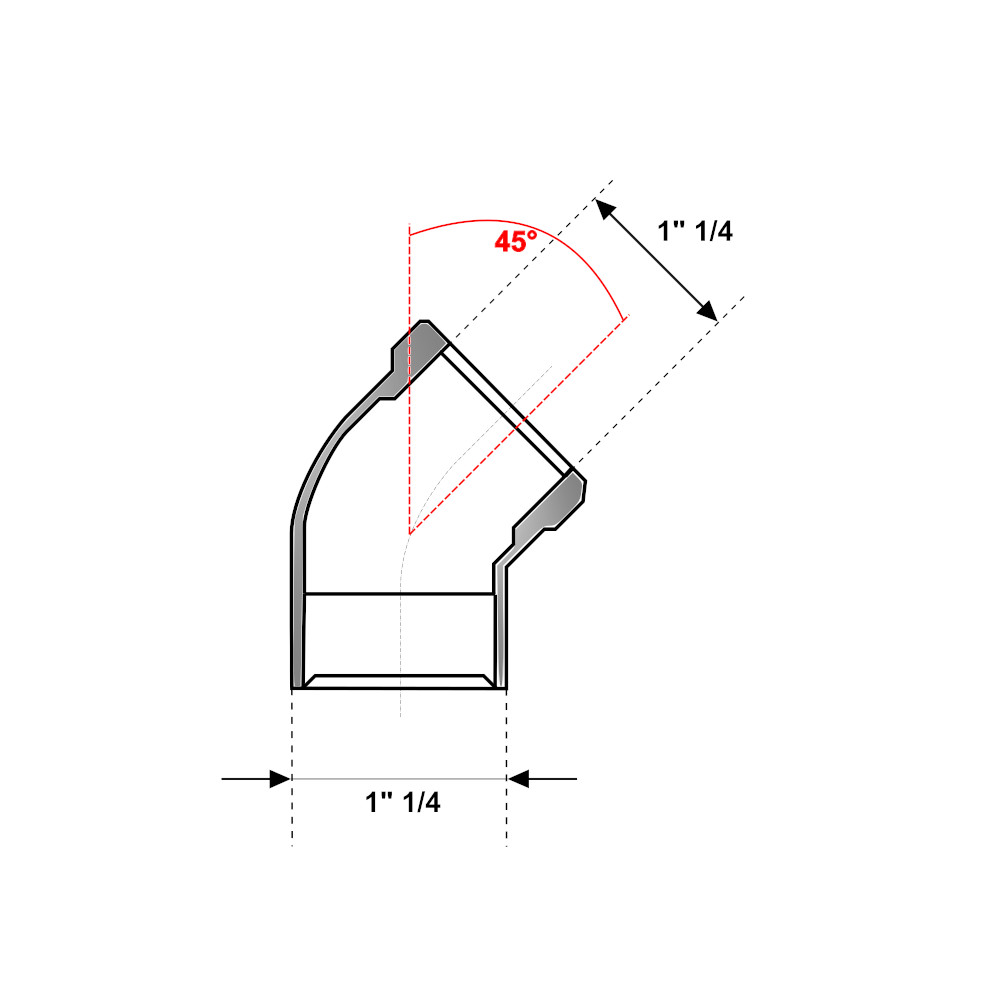 Gomito 45° Ghisa Zincata MF 1″ 1/4 Gomito 45° Ghisa Zincata MF 1" 1/4 - immagine 2