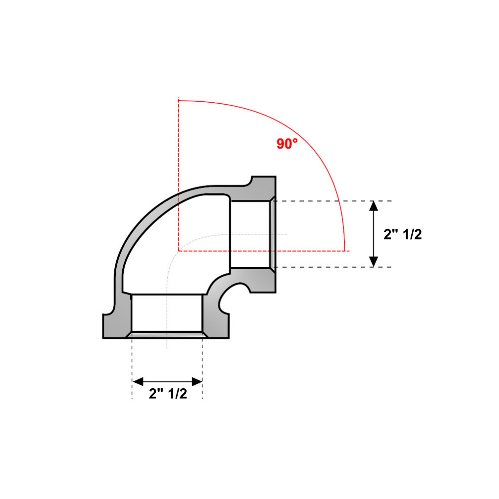 Gomito 90° Ghisa Zincata FF 2″ 1/2 Gomito 90° Ghisa Zincata FF 2″ 1/2 - immagine 2