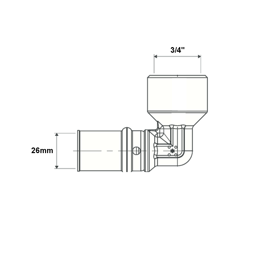 Gomito 90° Multistrato A Pressare Gas MM 3/4″-Ø26mm Gomito 90° Multistrato A Pressare Gas MM 3/4"-Ø26mm - immagine 2