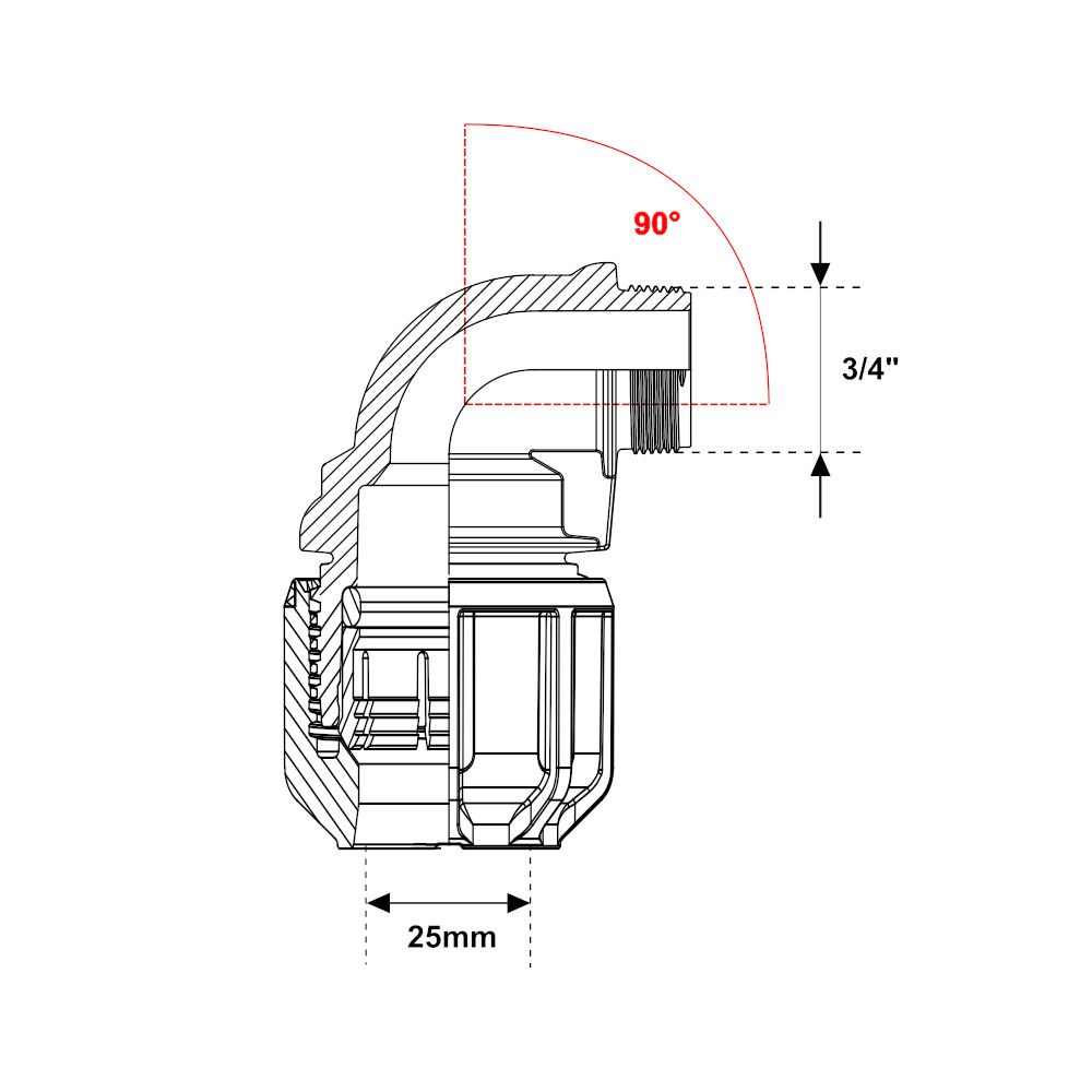 Gomito a compressione maschio 25mm – 3/4″ PN16 Gomito a compressione maschio 25mm - 3/4" PN16 - immagine 2