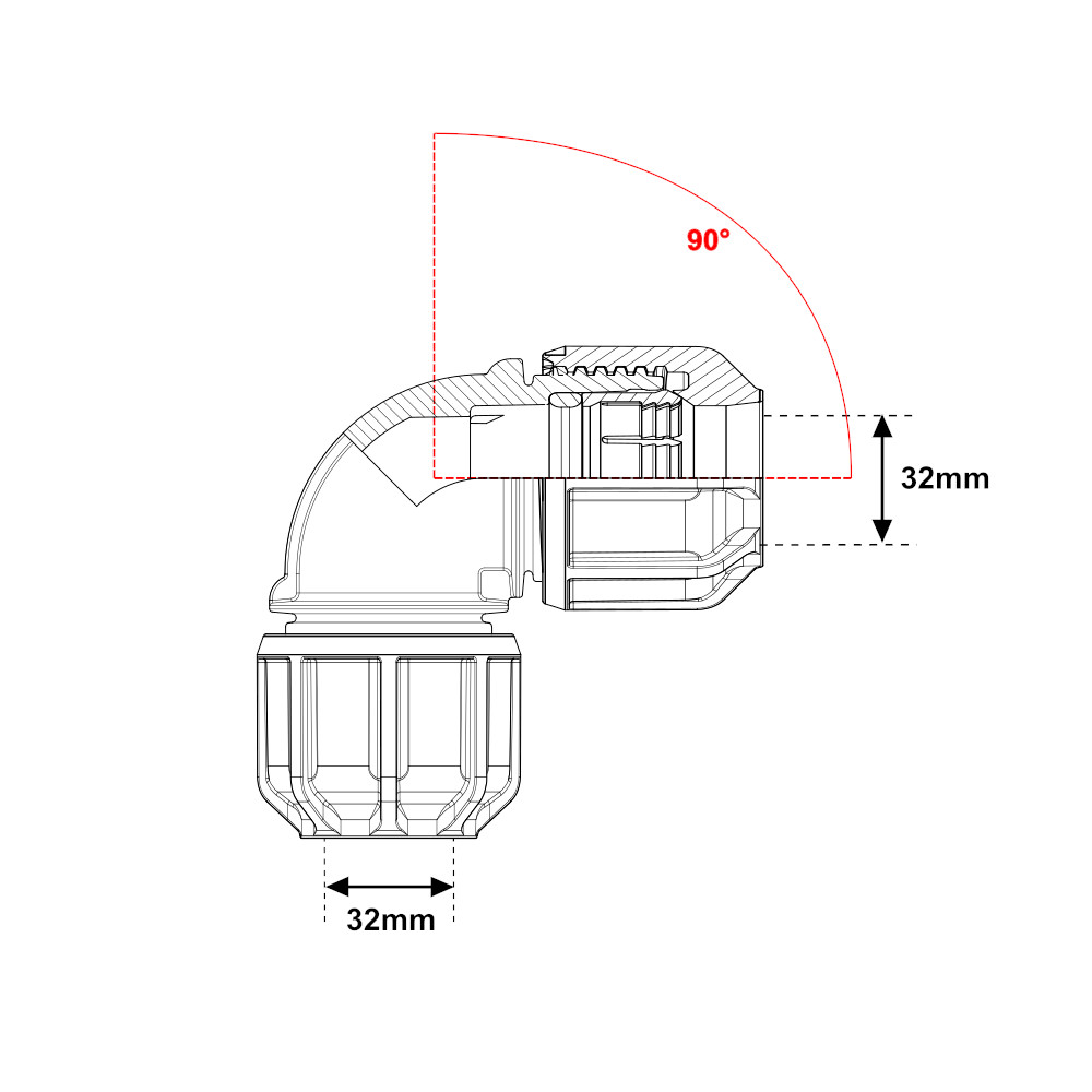 Gomito doppio a compressione 32mm x 32mm PN16 Gomito doppio a compressione 32mm x 32mm PN16 - immagine 2
