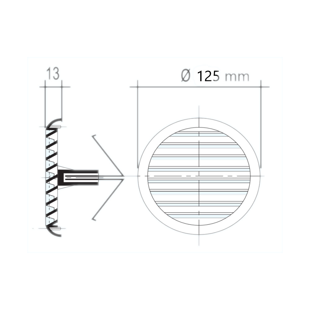Griglia tonda con molle e rete stampata Ø 125 bianca Griglia tonda con molle e rete stampata Ø 125 bianca - immagine 2