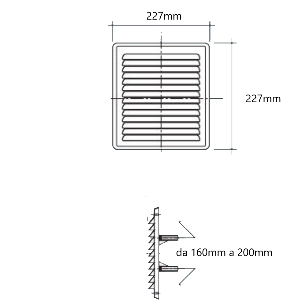 Griglia quadrata con molle 227x227mm Bianca Griglia quadrata con molle 227x227mm Bianca - immagine 2