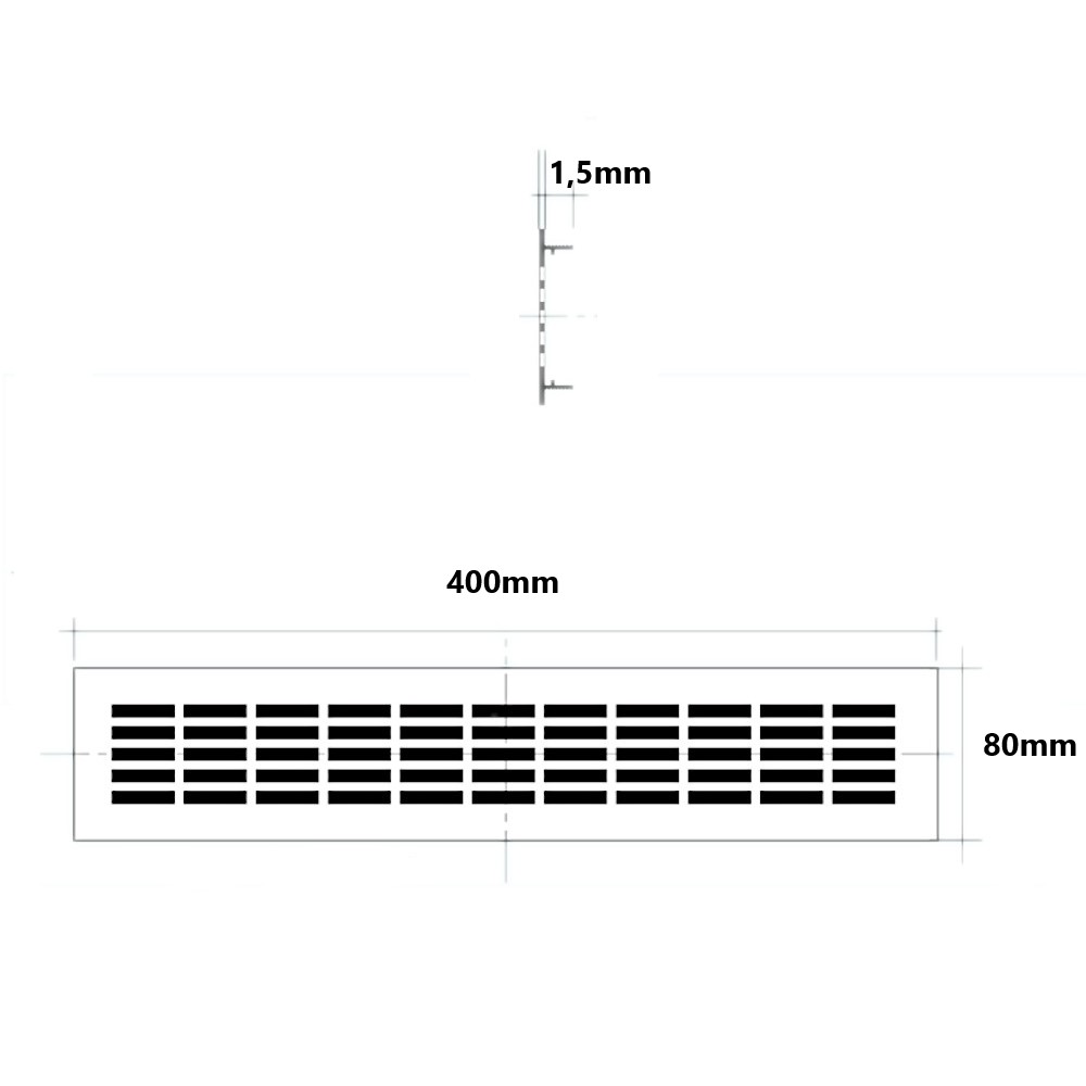 Griglia rettangolare alluminio bianco 400mm x 80mm Griglia rettangolare alluminio bianco 400mm x 80mm - immagine 2