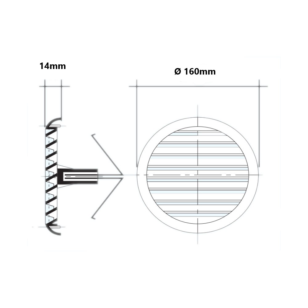 Griglia tonda con molle e rete stampata Ø 160 bianca Griglia tonda con molle e rete stampata Ø 160 bianca - immagine 2