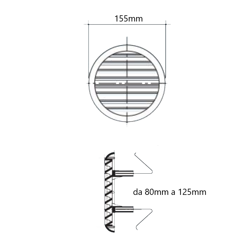 Griglia tonda con molle Ø 125 bianca Griglia tonda con molle Ø 125 bianca - immagine 2