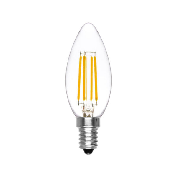 Lampadina LED filamento E14 4W a oliva bianco caldo