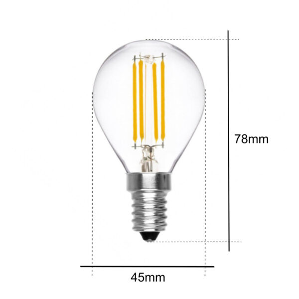 Lampadina LED filamento E14 4W a sfera bianco caldo
