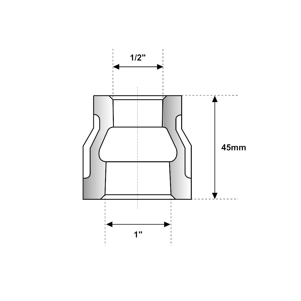 Manicotto ridotto Ghisa Zincata FF 1″-1/2″ Manicotto ridotto Ghisa Zincata FF 1"-1/2" - immagine 2
