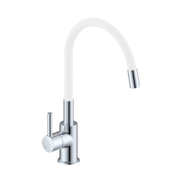 Miscelatore lavello canna orientabile in gomma bianco Snake