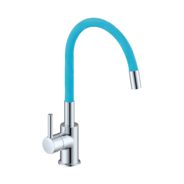 Miscelatore lavello canna orientabile in gomma blu Snake