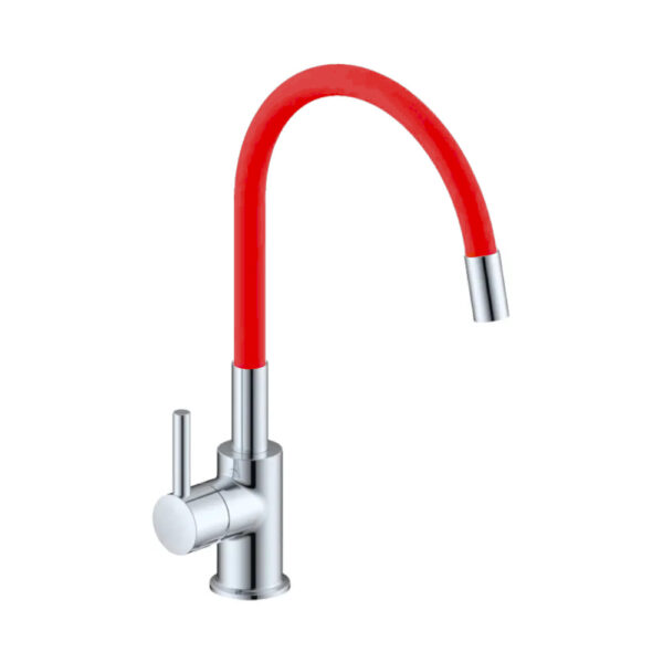 Miscelatore lavello canna orientabile in gomma rosso Snake
