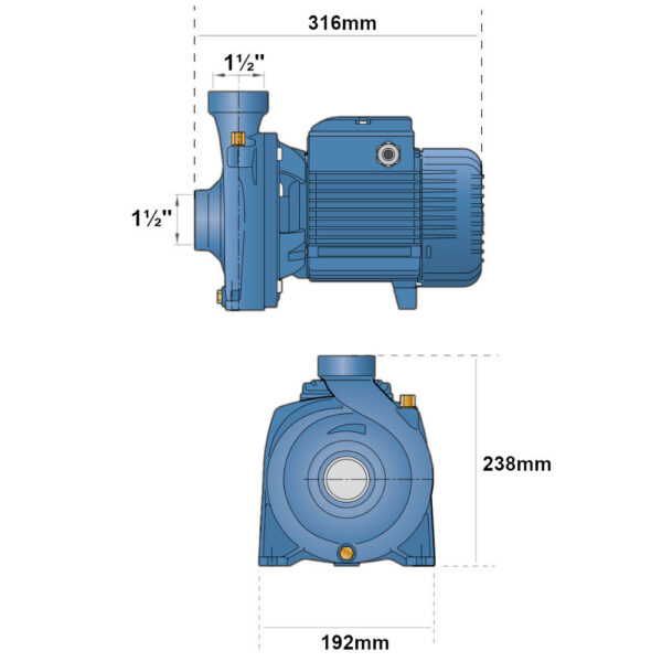 Elettropompa 1.5 HP HF 5A – centrifuga Trifase