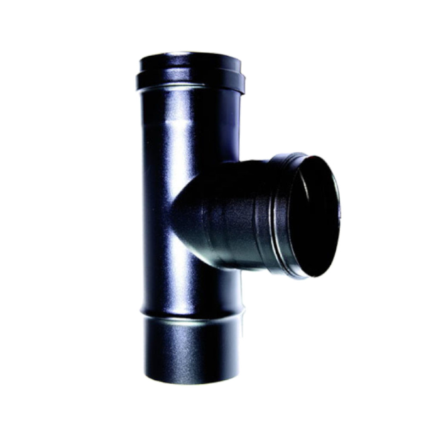Raccordo 90° a T Ø80 acciaio nero opaco