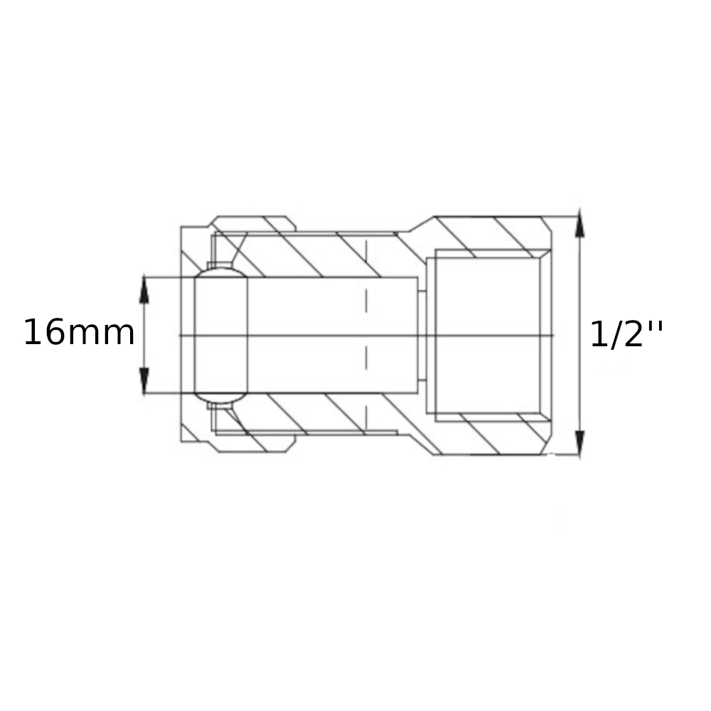 Manicotto A Stringere Per Tubo In Rame FF 1/2″- Ø16mm Manicotto A Stringere Per Tubo In Rame FF 1/2″- Ø16mm - immagine 2