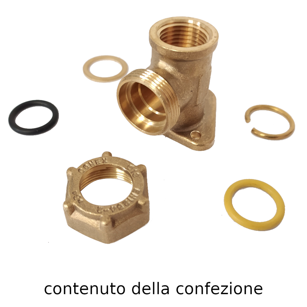 Gomito a stringere per tubo rame con flangia FF 3/4”-Ø22mm Gomito a stringere per tubo rame con flangia FF 3/4''-Ø22mm - immagine 4