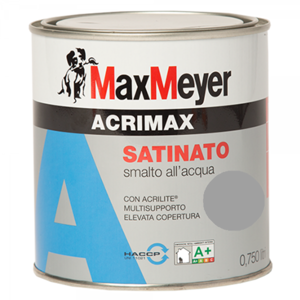 Smalto acrilico satinato all'acqua Acrimax Grigio Cenere 0.75Litri MaxMeyer