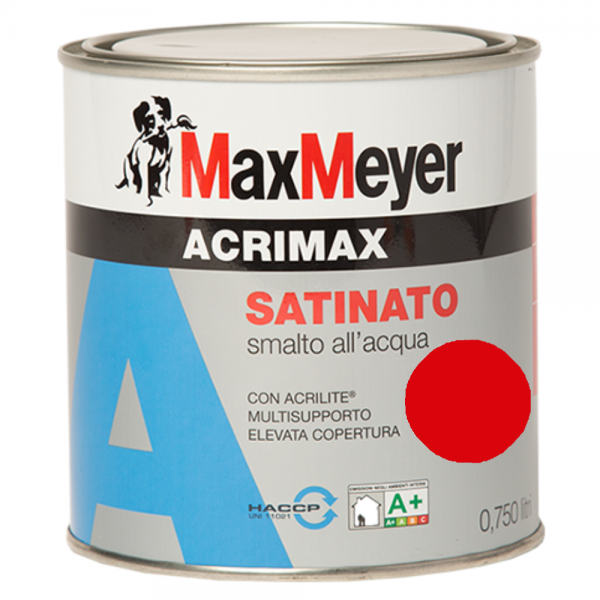 Smalto acrilico satinato all'acqua Acrimax Rosso Corsa 0.75Litri MaxMeyer