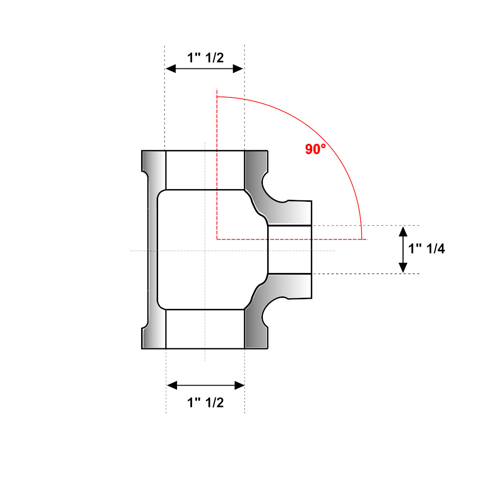 Tes ridotta Ghisa Zincata FFF 1″1/2-1″1/4-1″1/2 Tes ridotta Ghisa Zincata FFF 1"1/2-1"1/4-1"1/2 - immagine 2