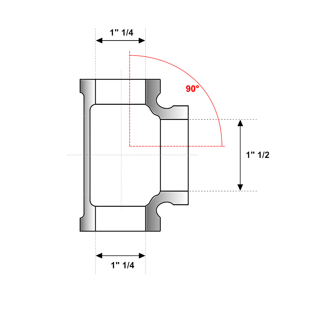Tes ridotta Ghisa Zincata FFF 1″ 1/4-1″ 1/2-1″ 1/4 Tes ridotta Ghisa Zincata FFF 1" 1/4-1" 1/2-1" 1/4 - immagine 2