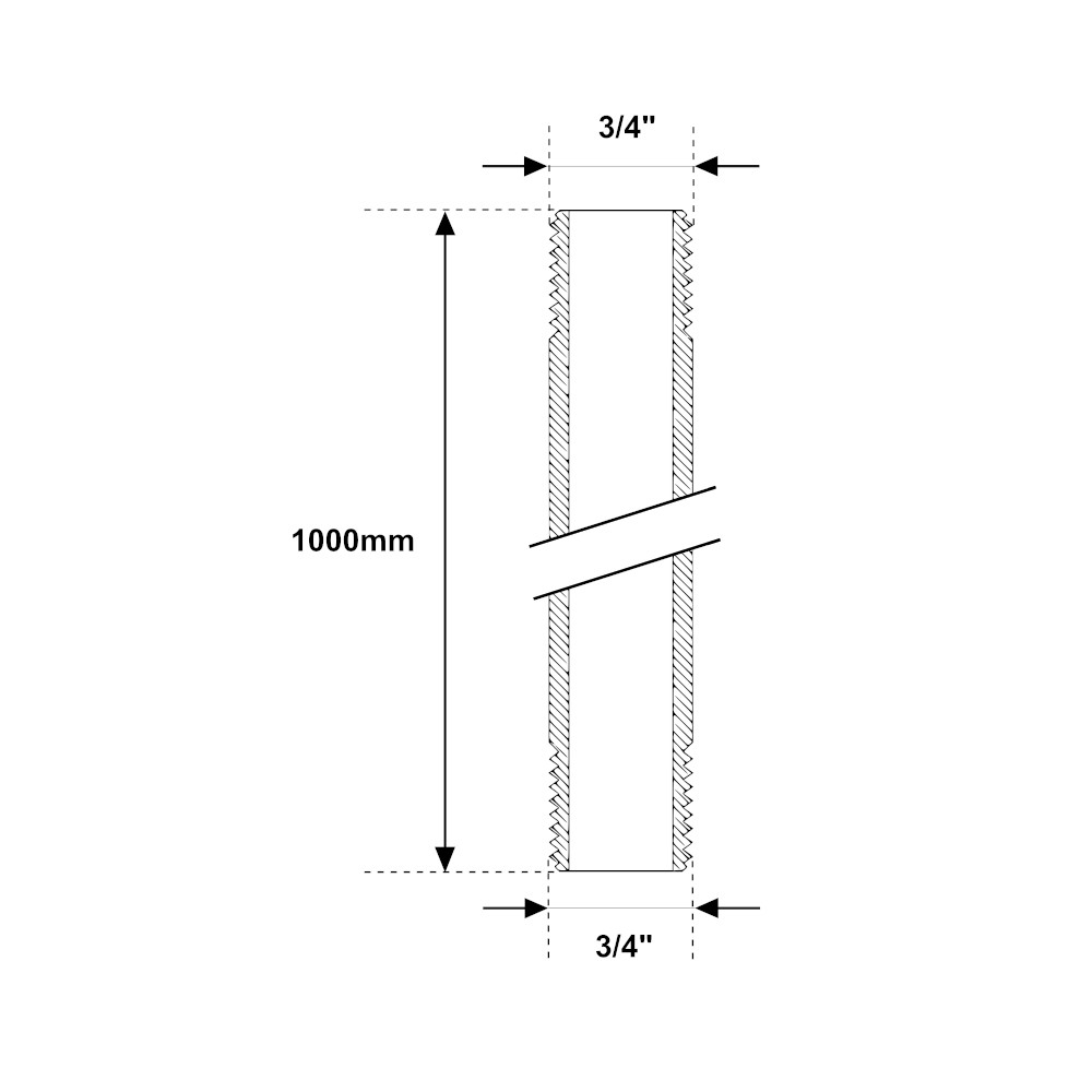 Tronchetto MM 3/4″ Acciaio Zincato 1000mm Tronchetto MM 3/4" Acciaio Zincato 1000mm - immagine 2