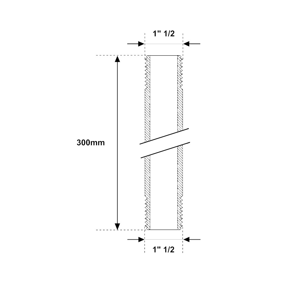 Tronchetto MM 1″ 1/2 Acciaio Zincato 300mm Tronchetto MM 1" 1/2 Acciaio Zincato 300mm - immagine 2