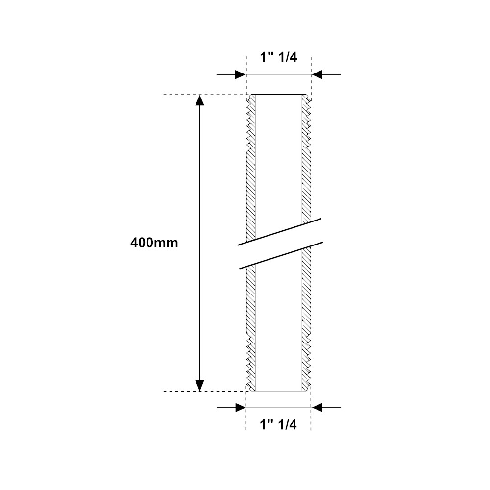 Tronchetto MM 1″ 1/4 Acciaio Zincato 400mm Tronchetto MM 1" 1/4 Acciaio Zincato 400mm - immagine 2