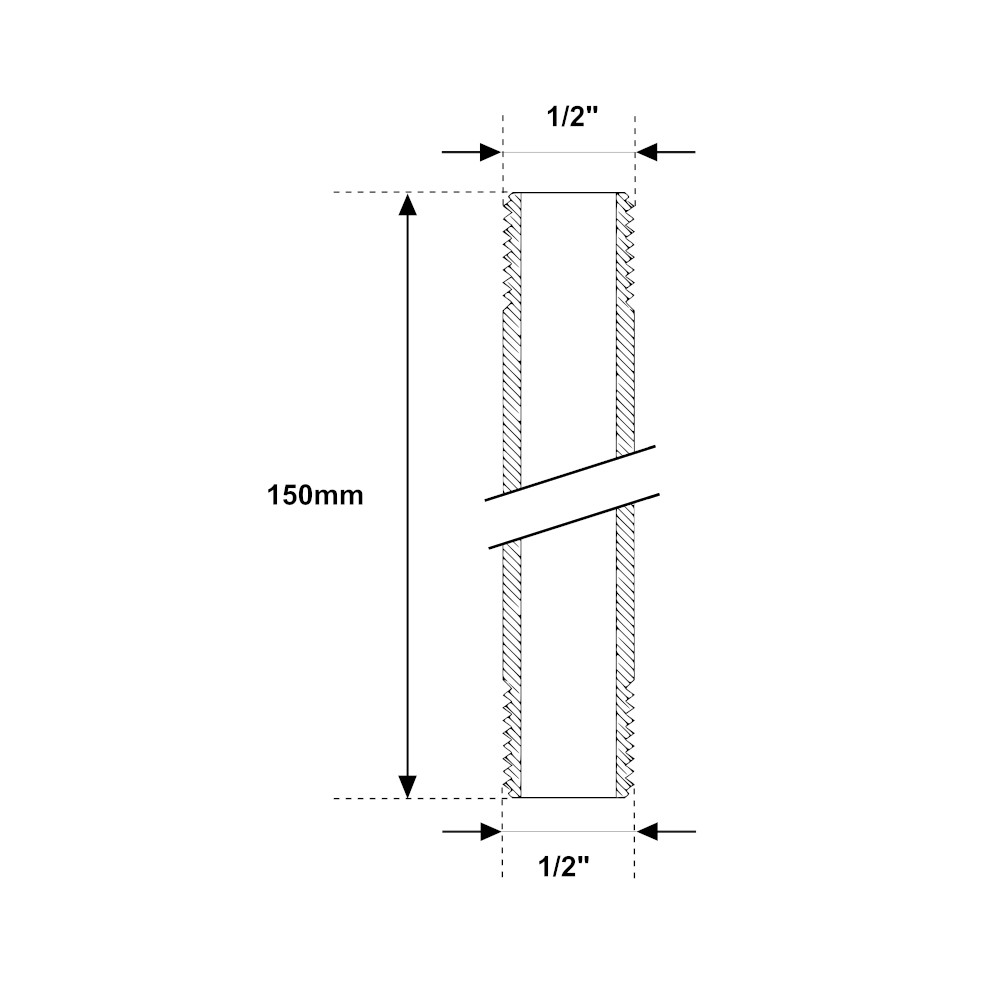 Tronchetto MM 1/2″ Acciaio Zincato 150mm Tronchetto MM 1/2" Acciaio Zincato 150mm - immagine 2