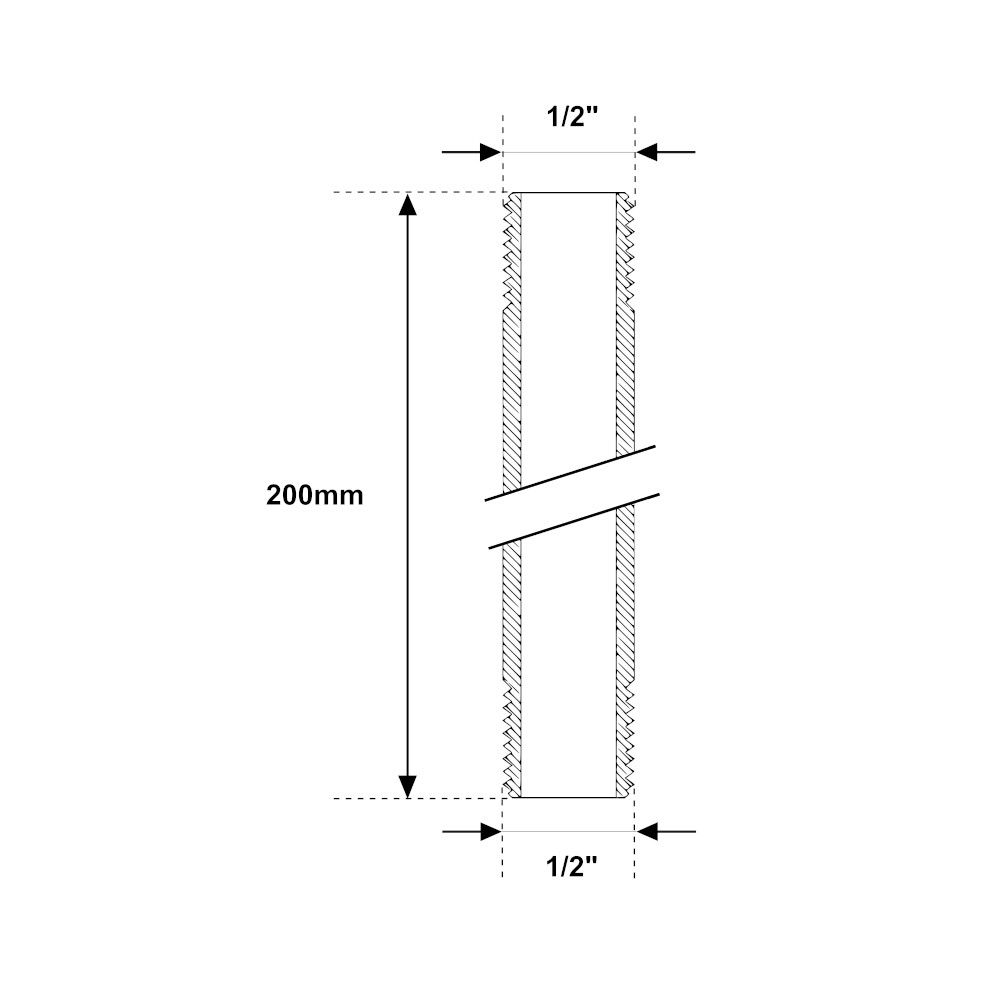 Tronchetto MM 1/2″ Acciaio Zincato 200mm Tronchetto MM 1/2" Acciaio Zincato 200mm - immagine 2