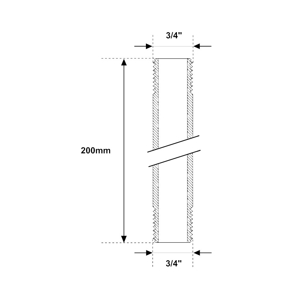 Tronchetto MM 3/4″ Acciaio Zincato 200mm Tronchetto MM 3/4" Acciaio Zincato 200mm - immagine 2