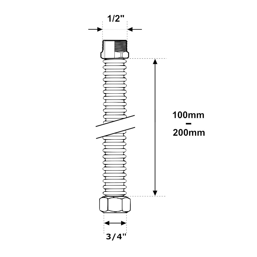 Tubo Flessibile Inox Rivestito MF 1/2″-3/4″ 100-200mm De Borri Tubo Flessibile Inox Rivestito MF 100-200mm De Borri
