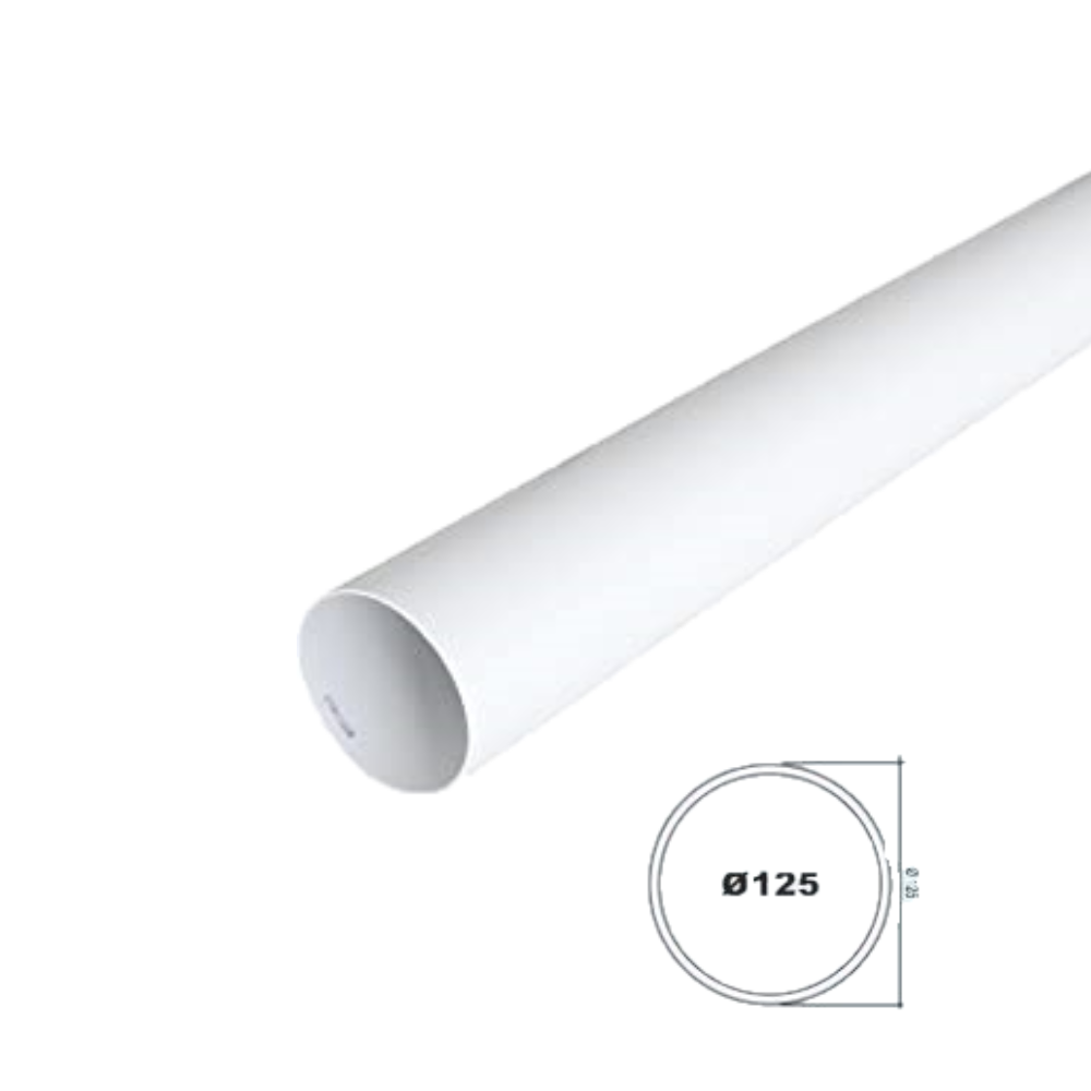 Tubo di areazione tondo Ø125 bianco da 1.5mt Tubo di areazione tondo Ø125 bianco da 1.5mt - immagine 2