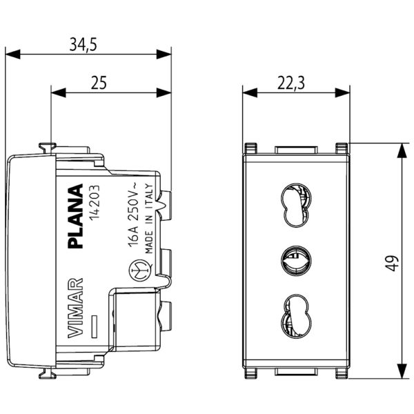 Presa Bipasso 2P T 10/16A Vimar Plana 14203 | ELECTRA RM - Foto 4